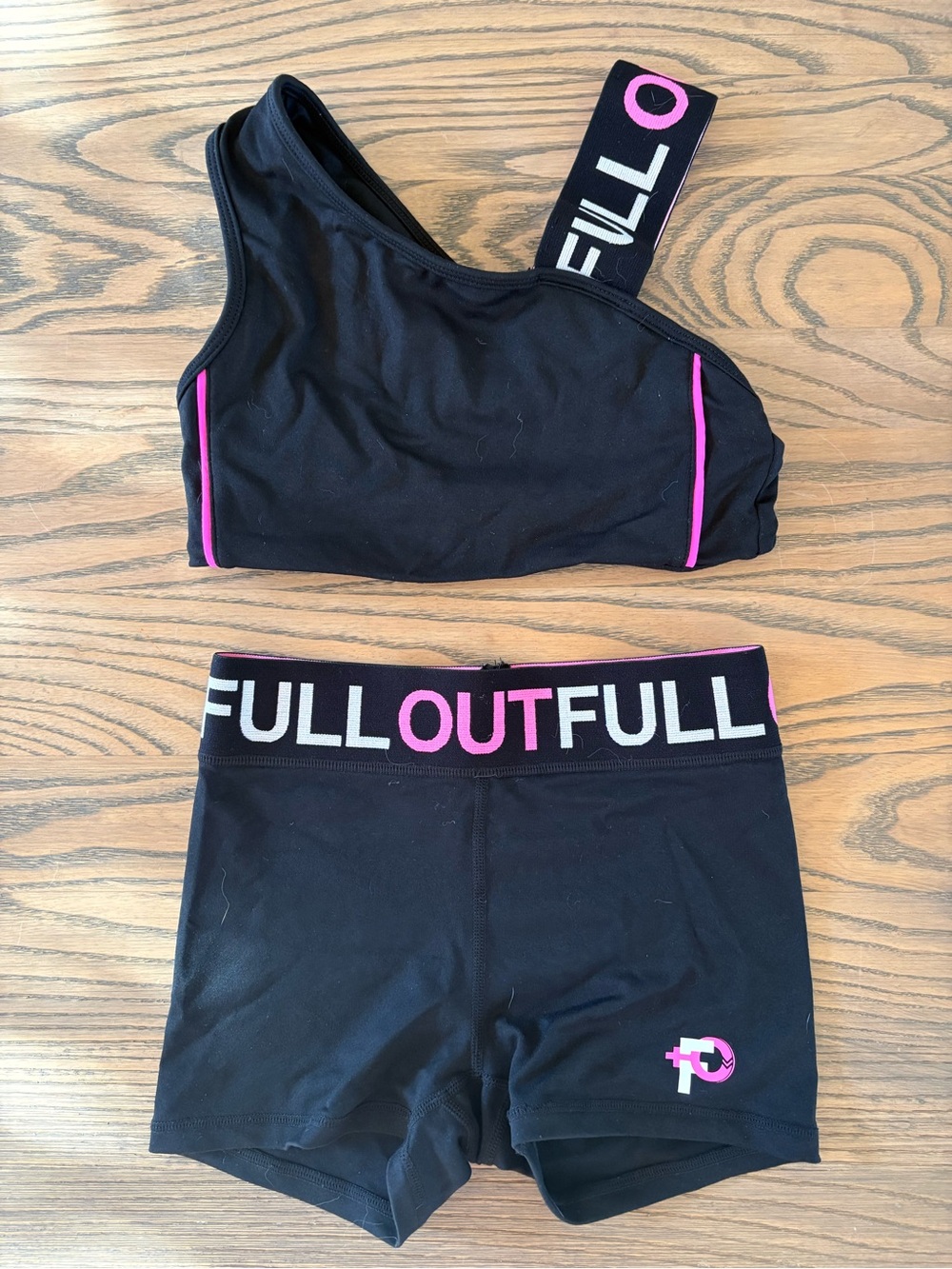 Girls' Black & Pink One-Shoulder Tank Top and Shorts Set
